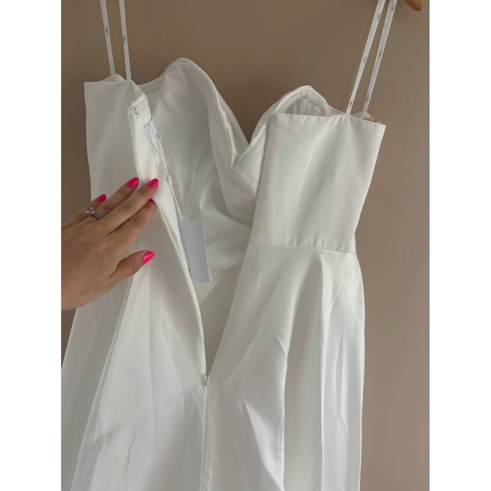 Lulus Lifetime of Love White Satin Strapless A-Line Gown Size 4 Classic Wedding - Picture 12 of 14
